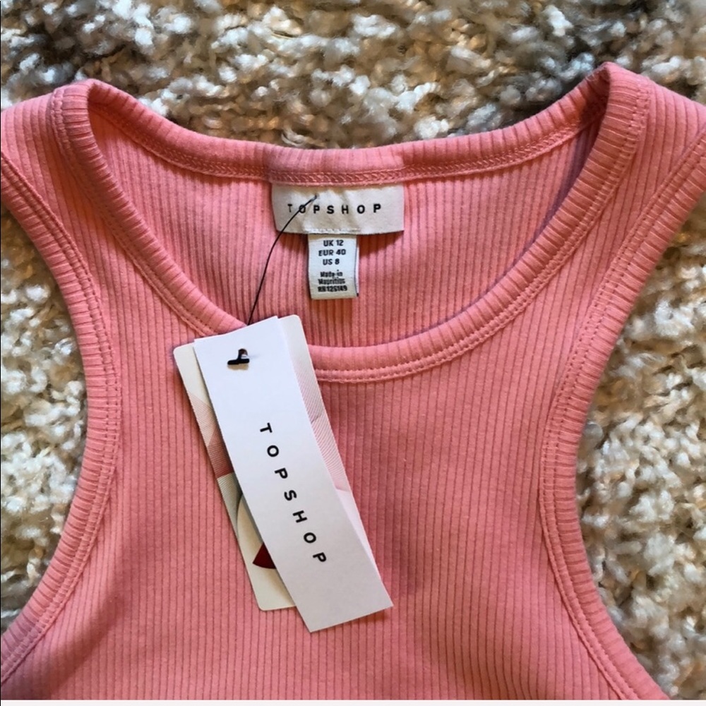 TOPSHOP | Pink Ribbed Halter Crop Top NWT - Picture 6 of 7